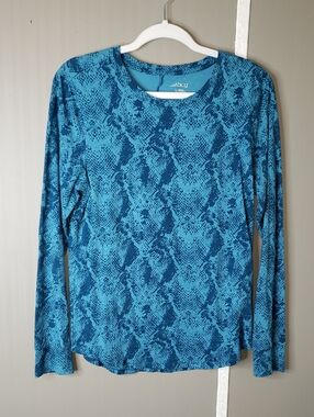 bcg Teal Snakeskin Print Long Sleeve Athletic Top